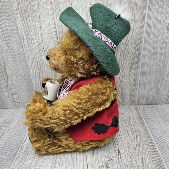 Hermann Oktoberfest Bear 75th Birthday Stuffed Jointed Musical 3030 Mohair Stein - Picture 6 of 10